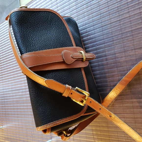 Dooney & Bourke Handbags - Dooney & Bourke Vtg Tan and Black Equestrian Crossbody Bag